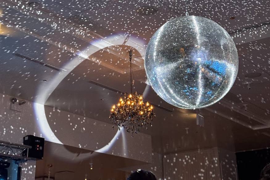Mirror Ball rigged to ceiling