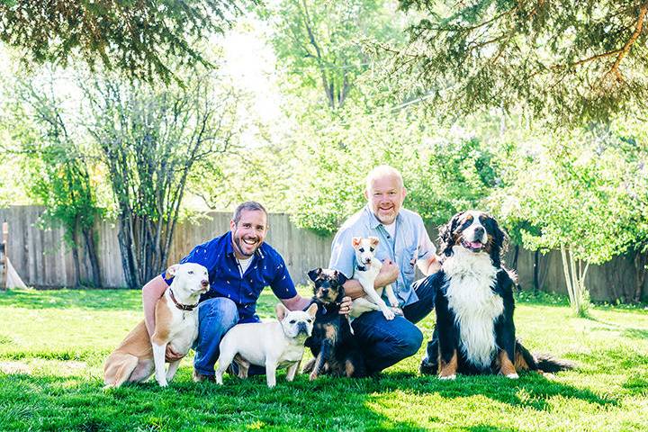 Couple with dogs