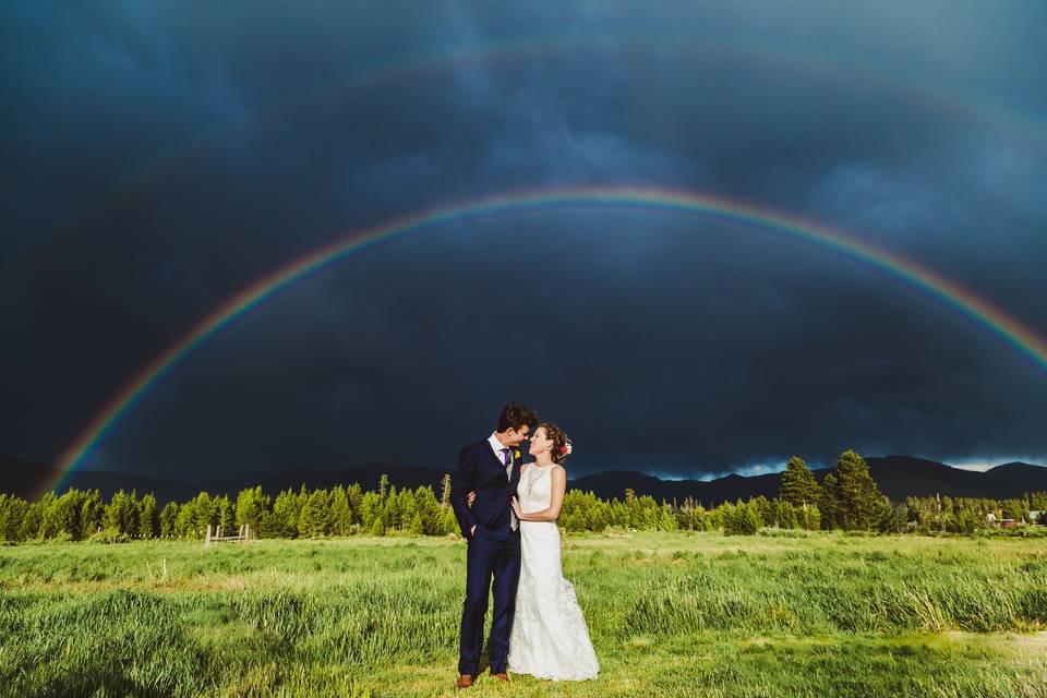 Couple with rainbow