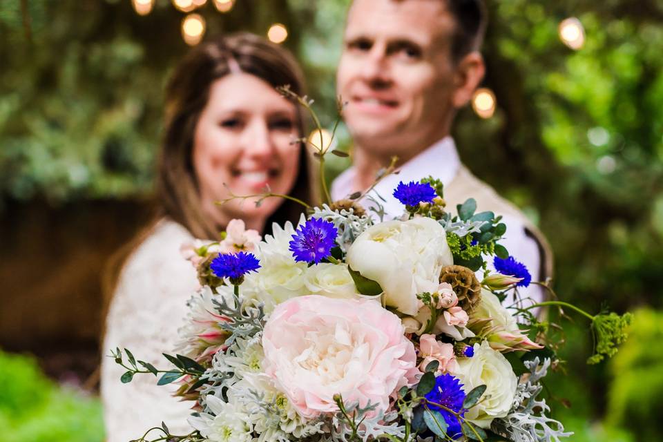 Couple with bouquet