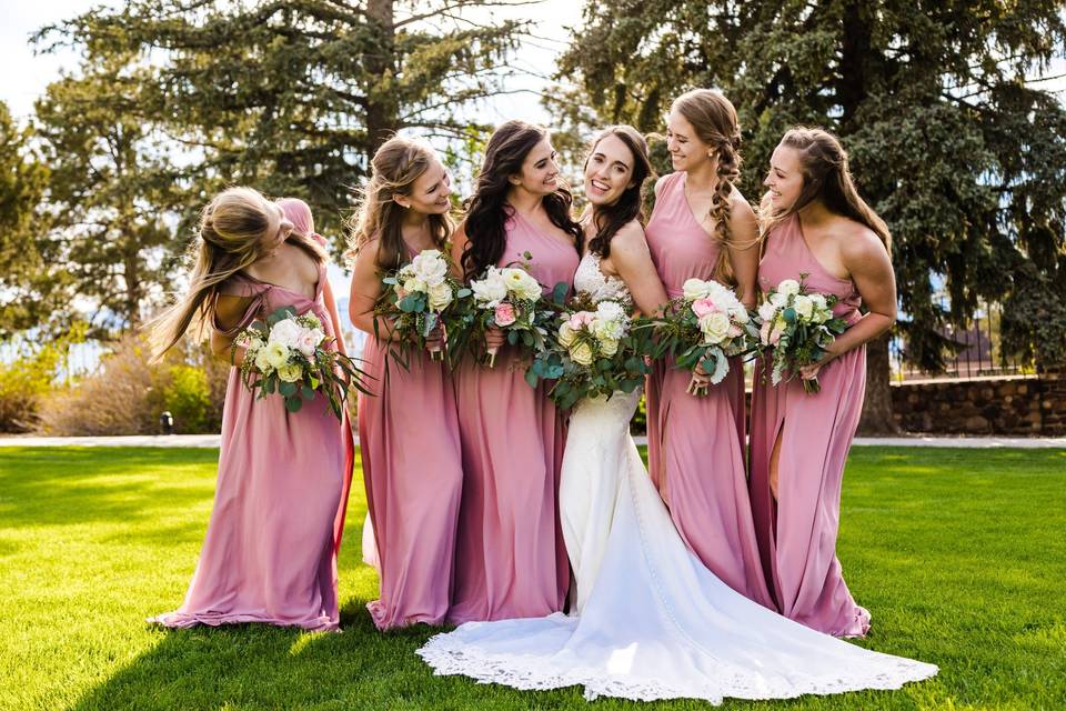 Bride and bridesmaids