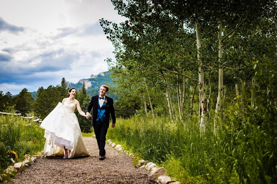 Happy bride and groom