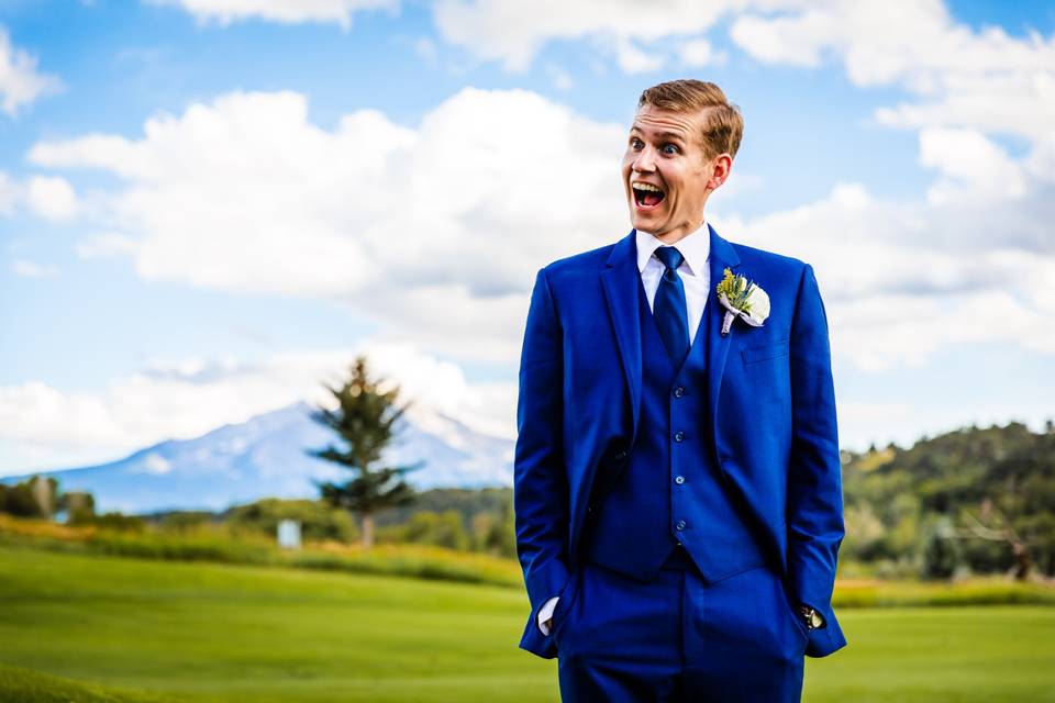 Silly groom portrait