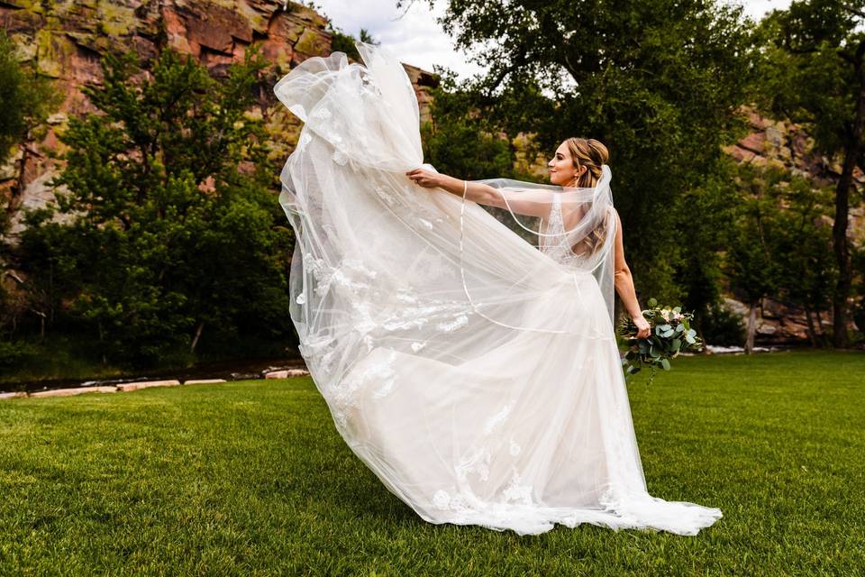 Bride throwing dress