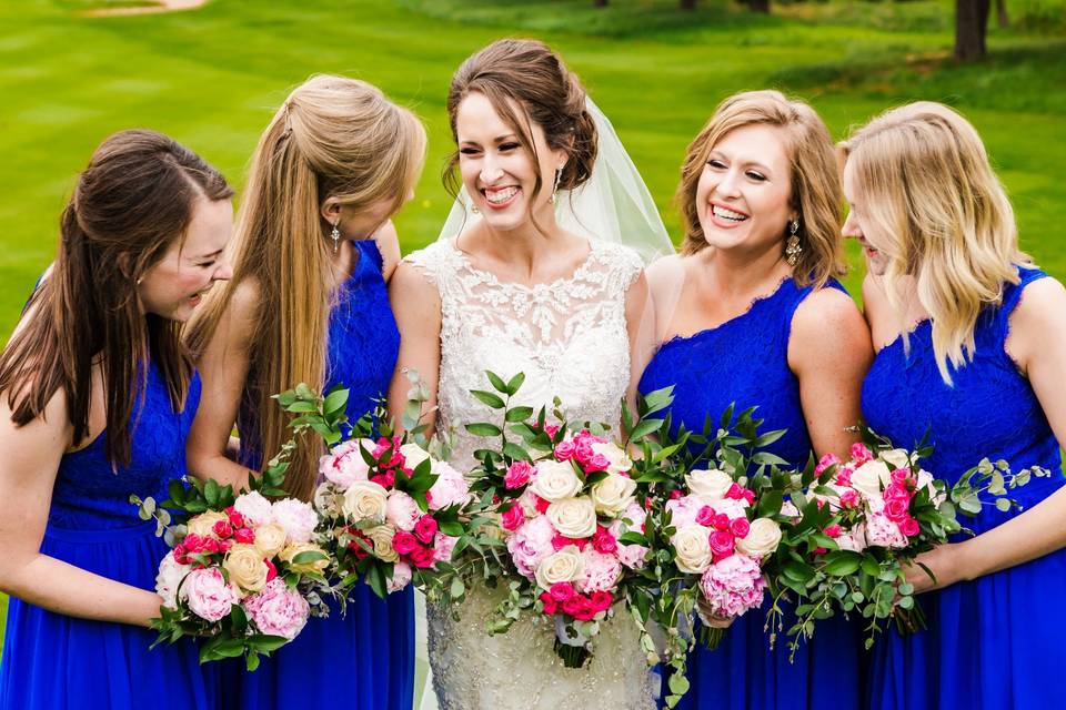 Bride and bridesmaids