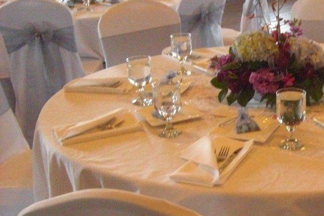 Table setup with centerpiece