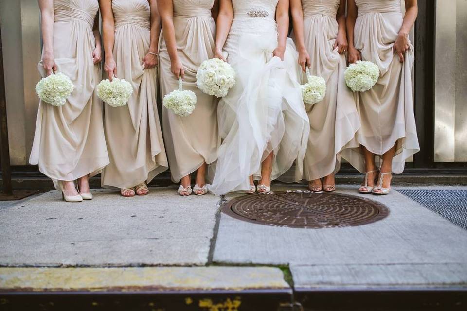 Bride and bridesmaid