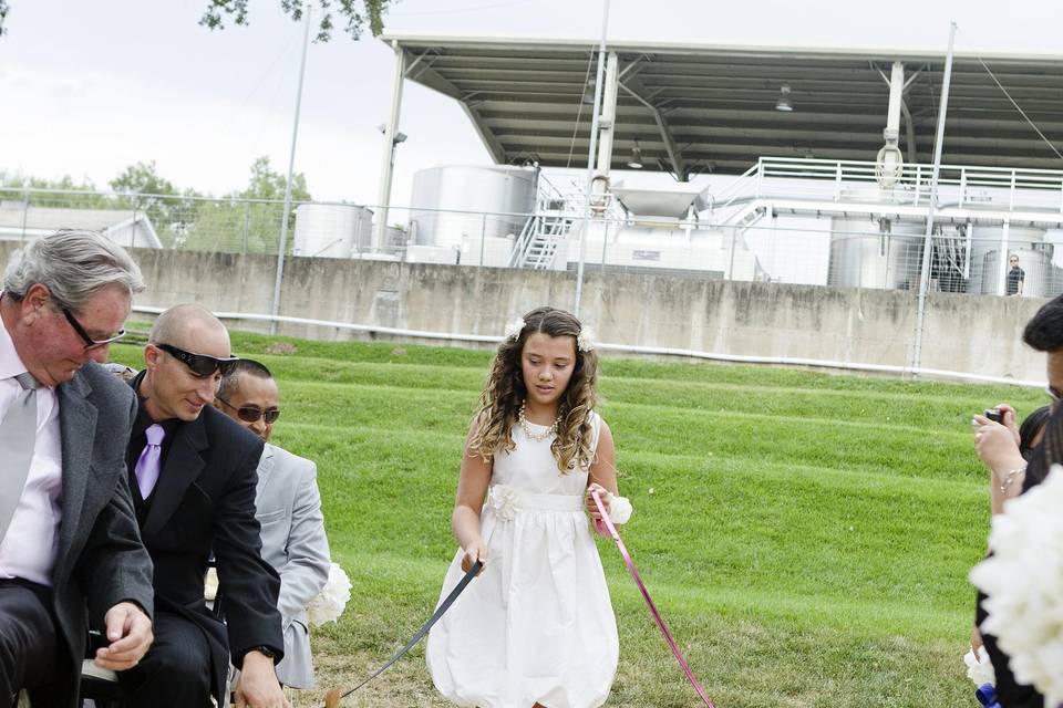 Kids and pet at the wedding