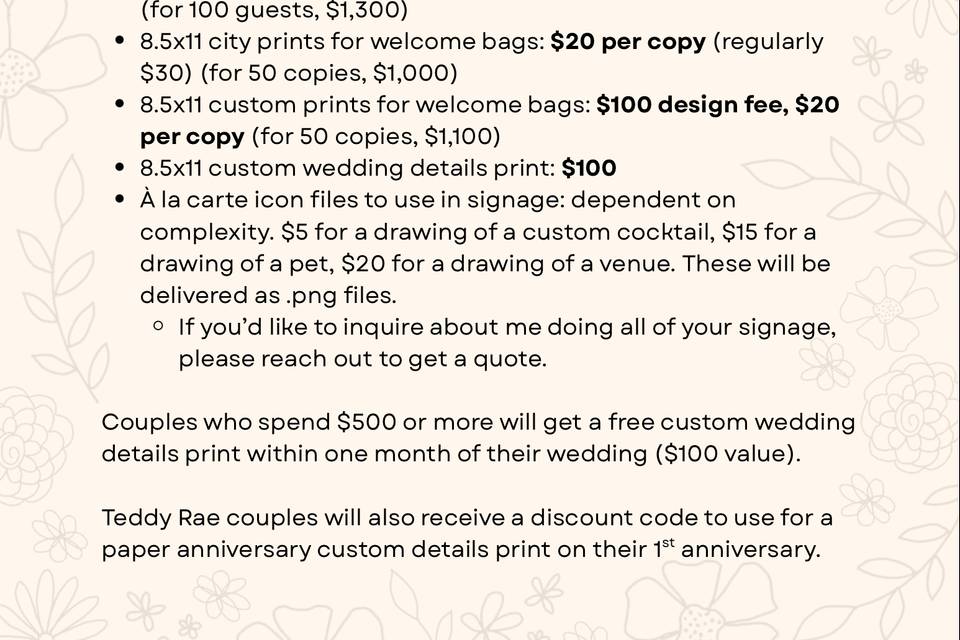 Pricing List