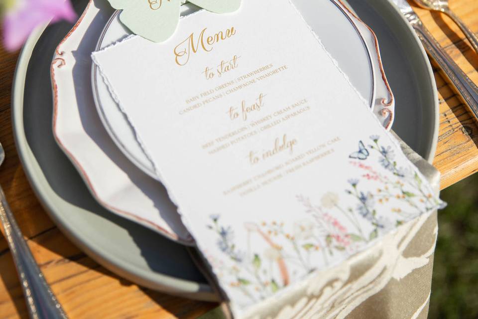 Menu and butterfly placecard
