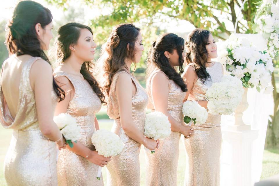 Bridesmaids awaiting the bride