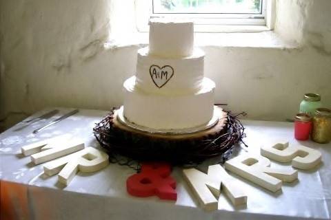 Carved initial design cake