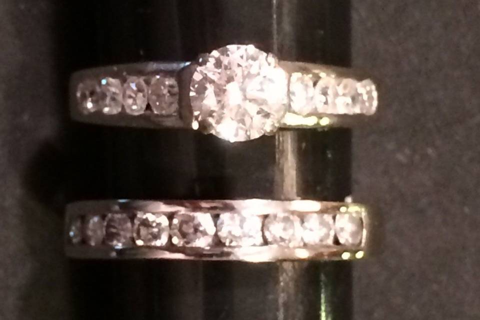 Diamond engagement ring with matching wedding band