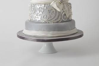 Gray and white cake