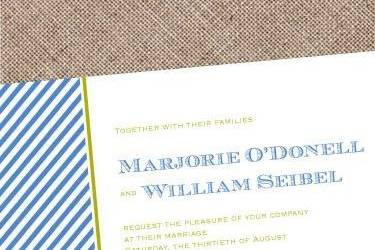 Shoreline letterpress wedding invitation.  The set includes Chartreuse mailing envelopes, reply card, and reply envelope.  Each peice is printed by hand using an antique letterpress.