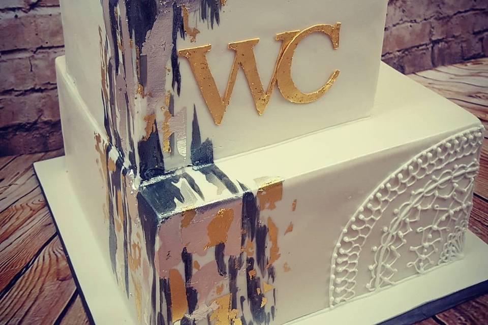 Square wedding cake