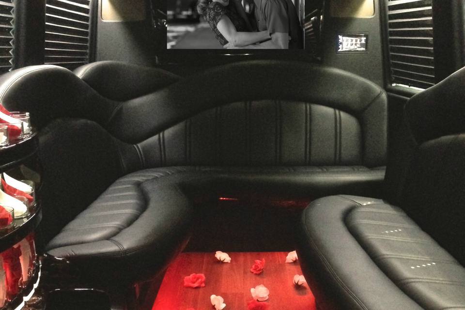 Mercedes Executive Limo Bus - Wedding Interior Setup