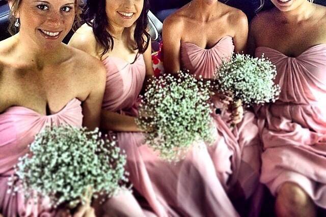 Beautiful Bridesmaids In The Mercedes Executive Limo Bus