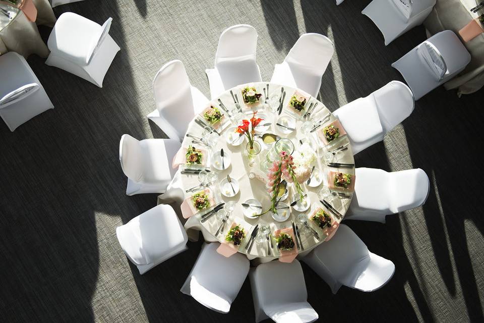 Table setup with centerpiece