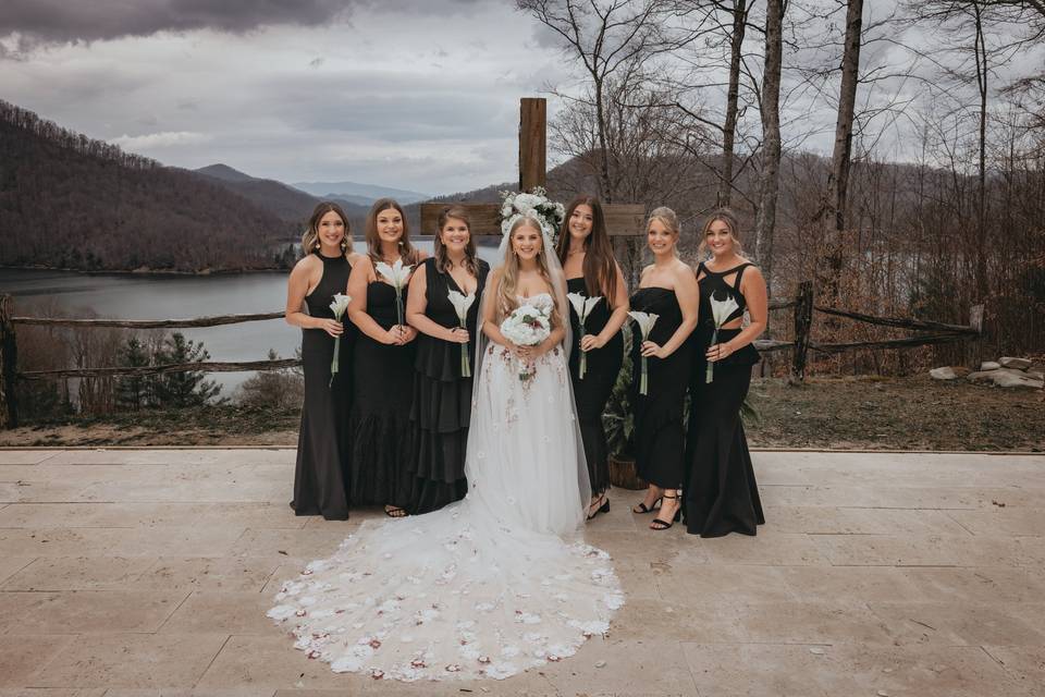 Bride with bridesmaids