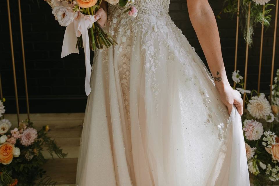Bride holding bouquet