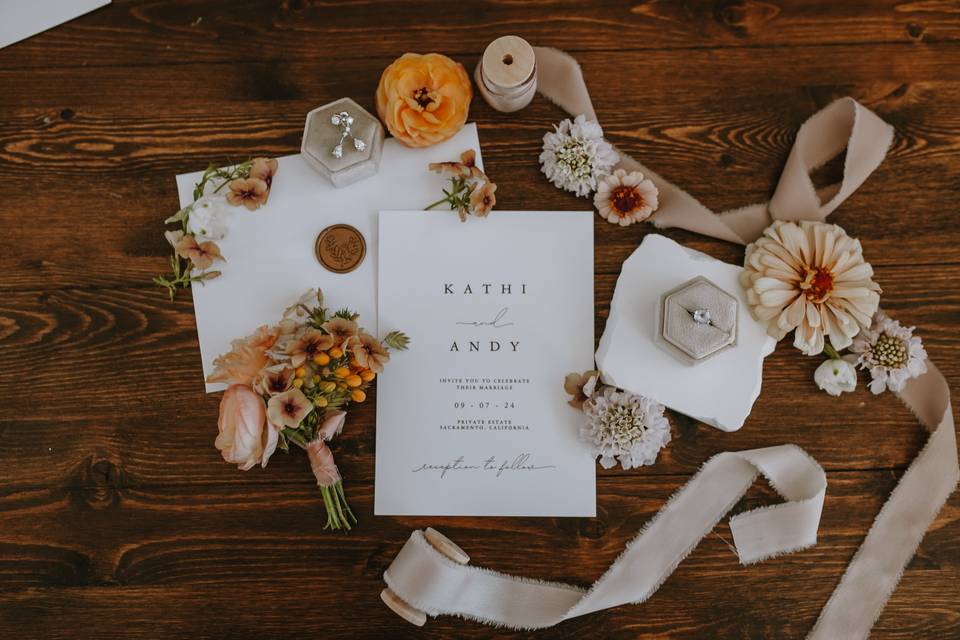 Wedding flat lay