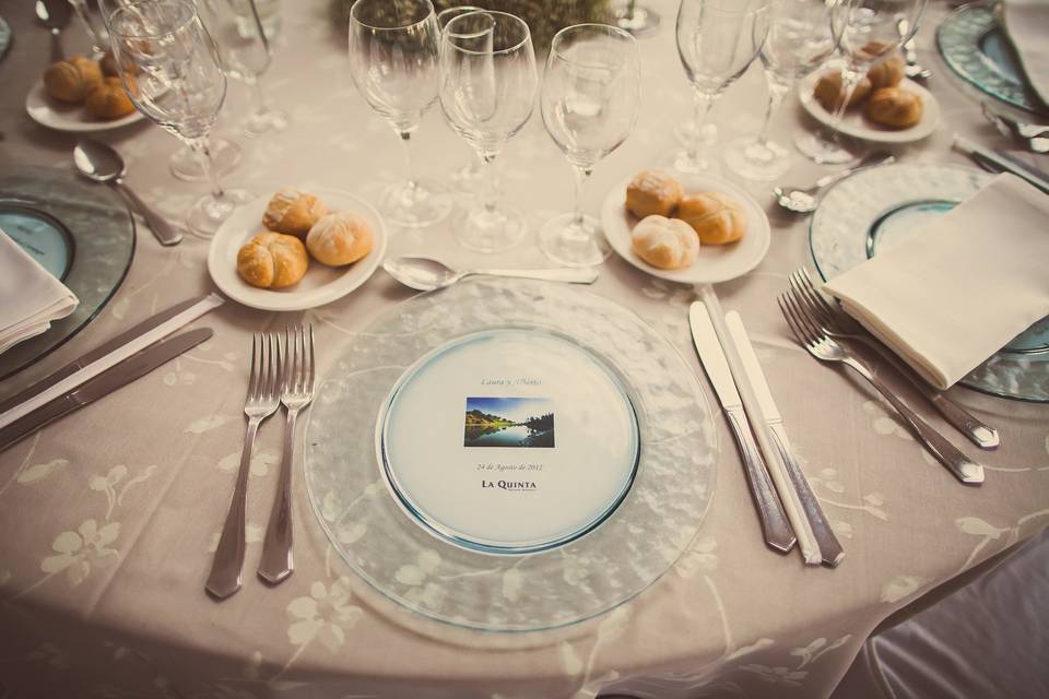 table prepared for our wedding guests