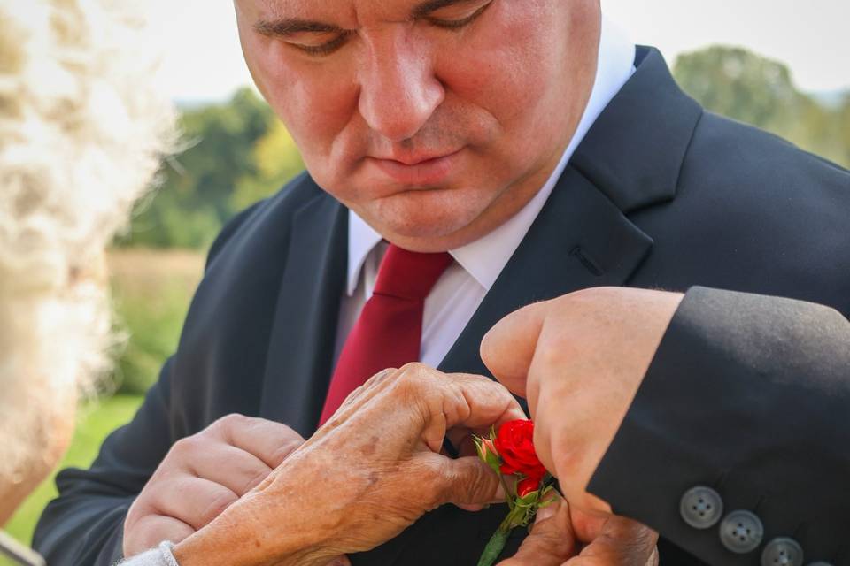Groom getting ready