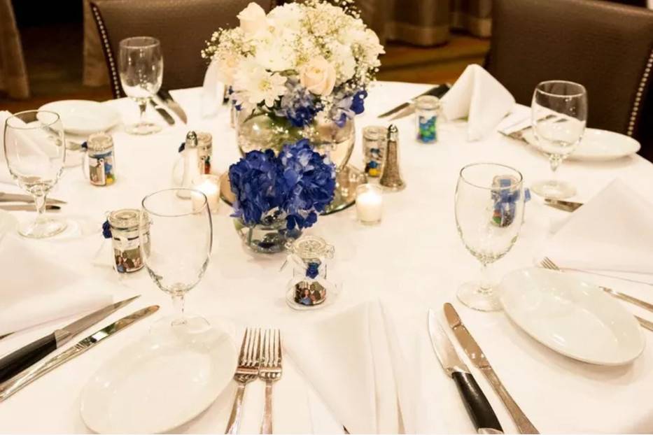 Table setup with centerpiece