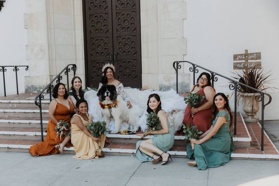 Bridal party on Steps