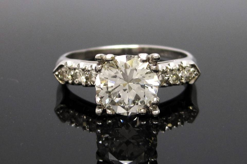 Lovely example of the classic Round diamond engagement ring. Shown is a certified 2+ carat stone. This ring is subject to prior sale