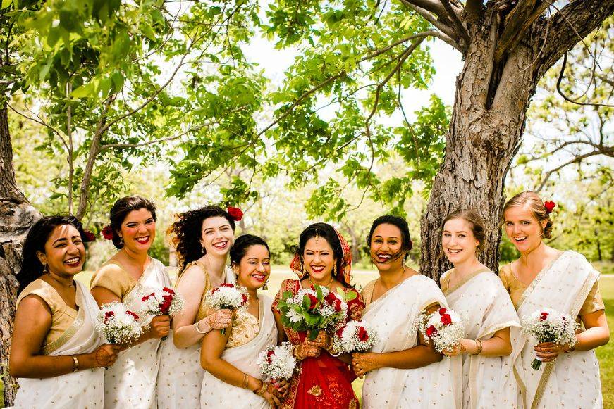 Bride and bridesmaids