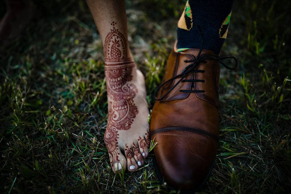 Bride and groom's feet