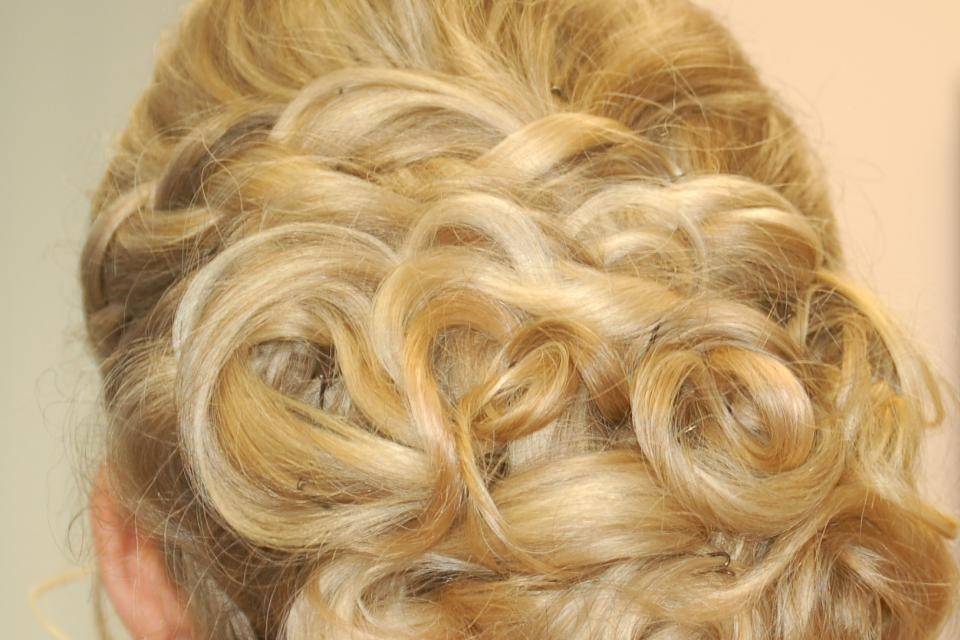 Curled wedding updo