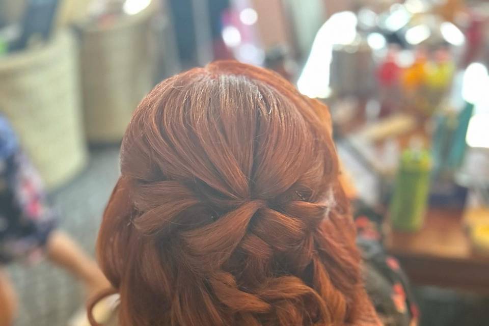 Red Waterfall Updo