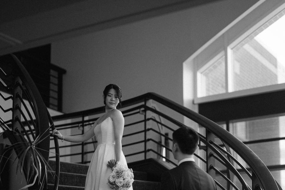 Couple on Lobby Stairs