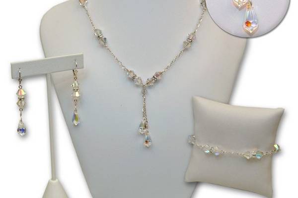 Swarovski crystal bridal jewelry set made to your specifications, colors and lengths