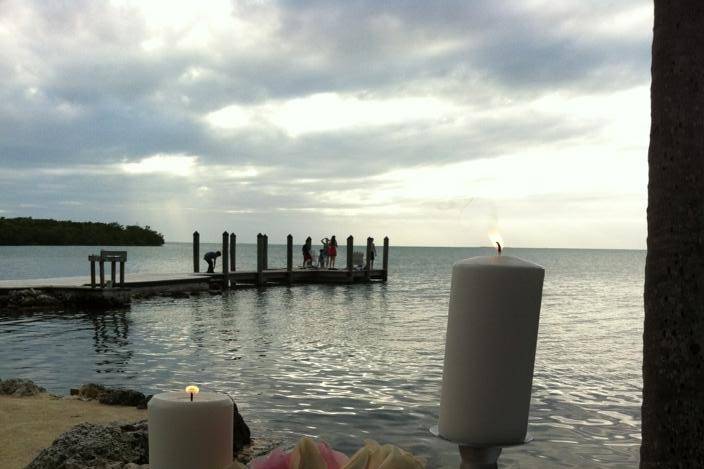 Candle lights and flowers