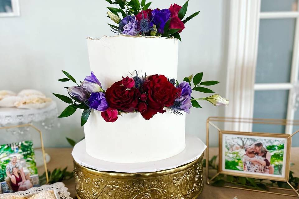 Two Tier Cake with Gold Rim