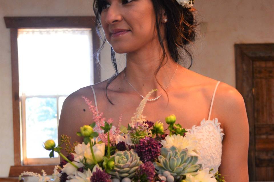 Bride with bouquet