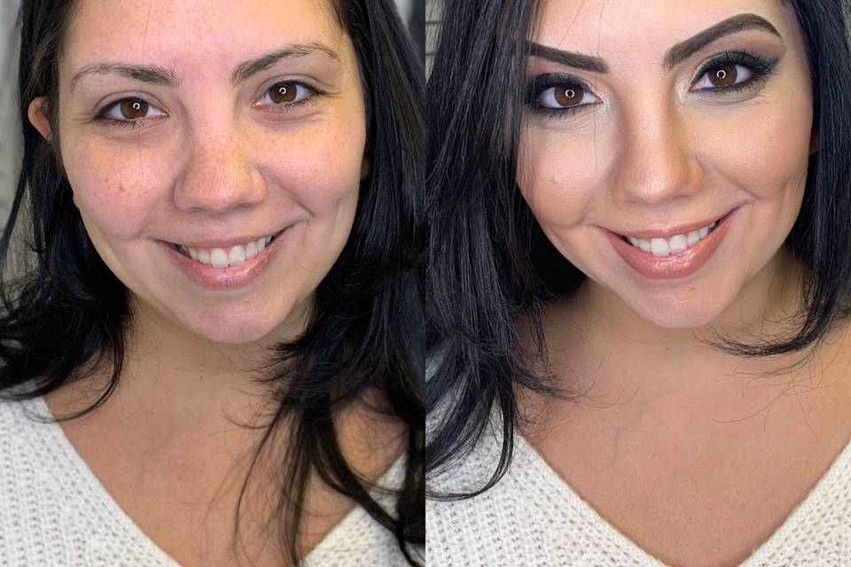 Bridal trial before & after