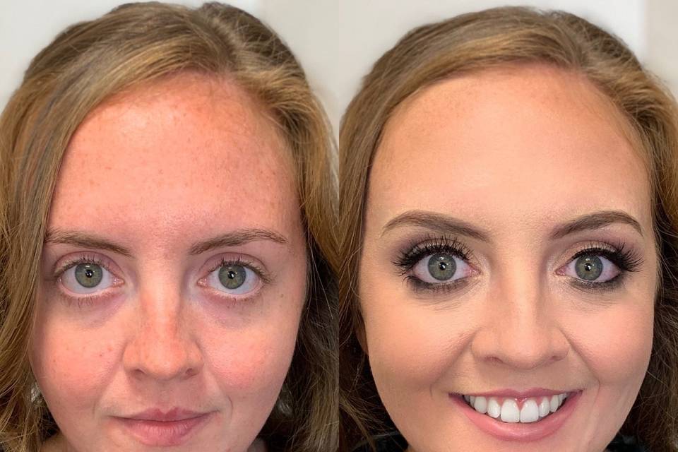 Bridesmaid before and after