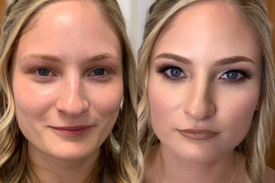 Bridesmaid before & after