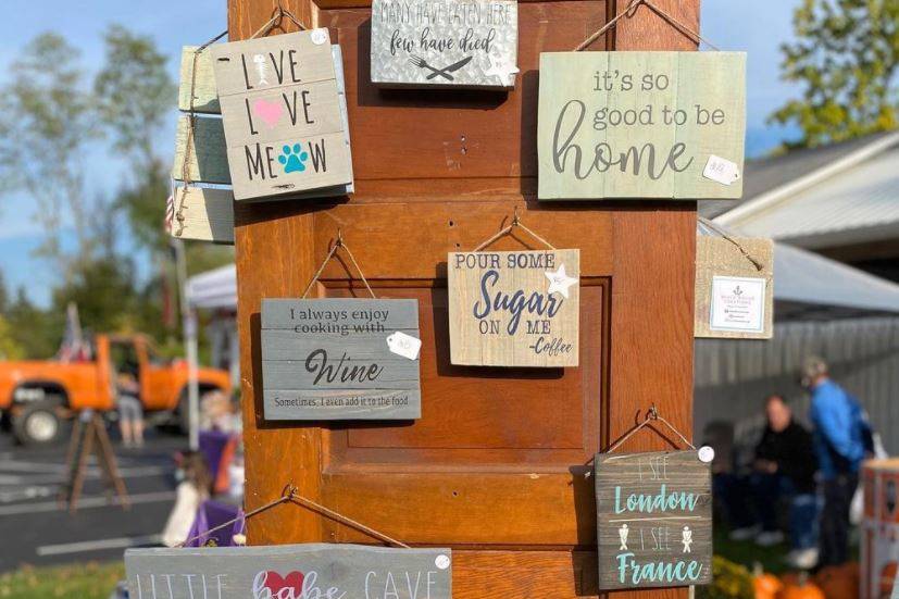 Wooden signs display