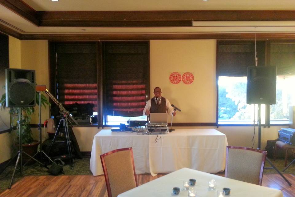 DJ-ing at Drew and Chao's wedding