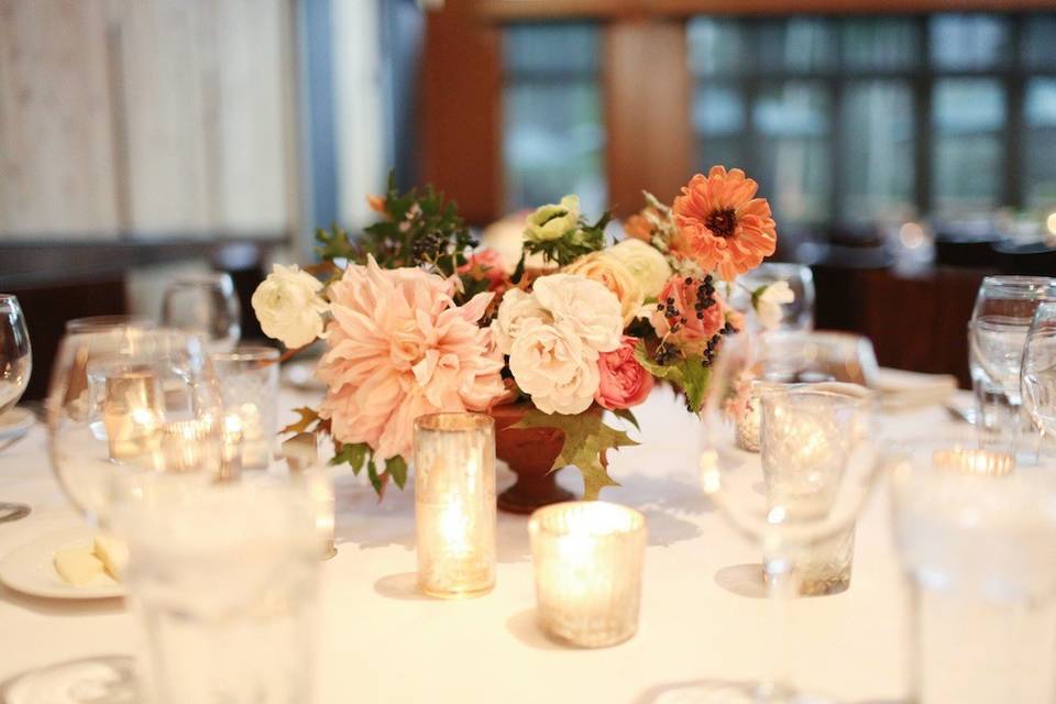 Table setup with centerpiece