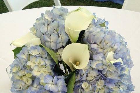 Blue flower centerpiece