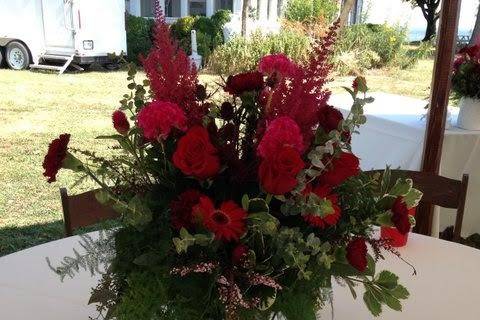 Red flower centerpiece