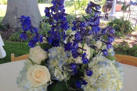 Blue flower centerpiece
