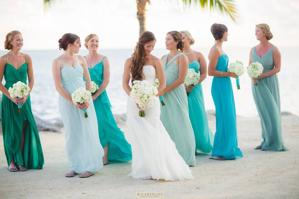 The bride holding her bouquet